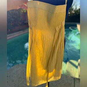 Cynthia Steffe Yellow Strapless Pleated Midi Dress Size 8